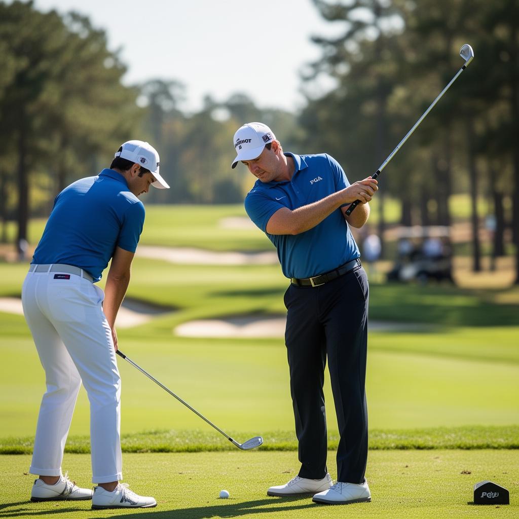 PGA coach giving a golf lesson